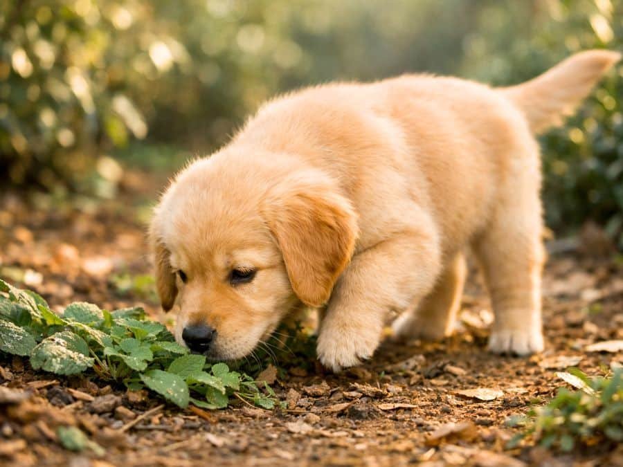nature inspired female golden retriever puppy