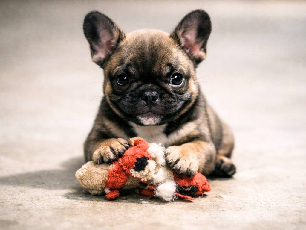 French Bulldog puppy looking innocent with a mischievous expression